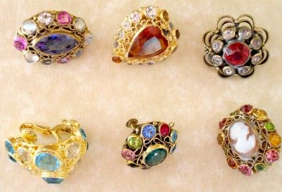   Filligree Cameo Screw & Clip On Lot of 6 Single Earrings  