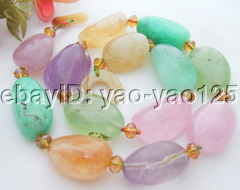 Amazing 20x30mm Semi Precious Gemstone Necklace  