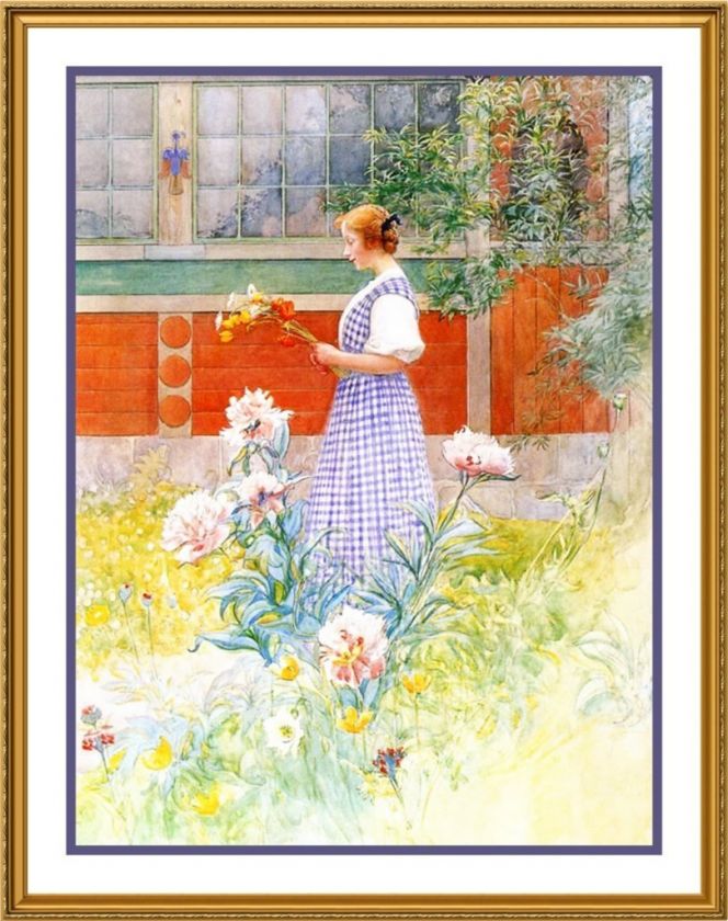 Scandinavian Carl Larsson Lisbeth Peonies Counted Cross Stitch Chrt 