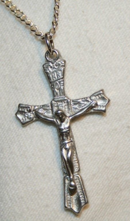 Lovely Beaded Flute Arm Crucifix Cross Pendant Necklace  