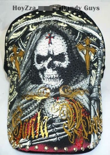 Mens Santa Muerte Trucker Hat With Rhinestone​s ADJ New  