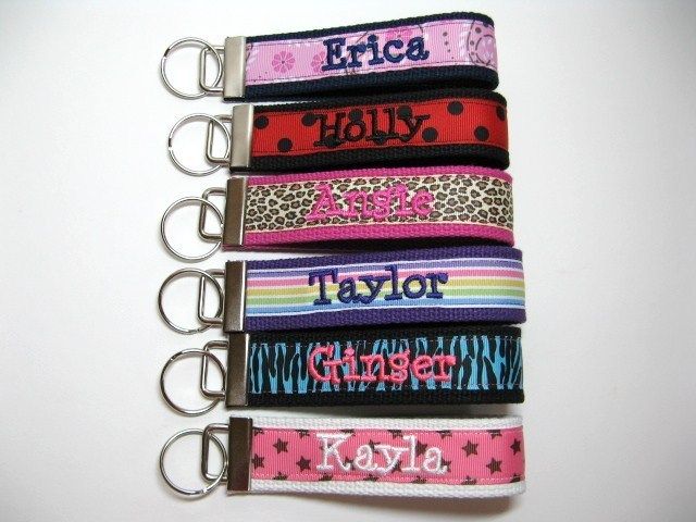 Personalized Monogrammed Keychain   Boutique Ribbon Fob  