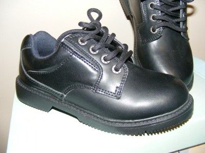 New Boys DOCKERS Black Leather oxford school shoes 13.5  