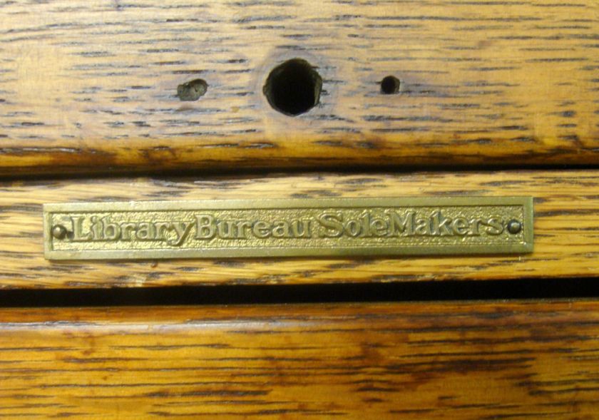 Antique Oak 4 Drawer Library Bureau Filing Cabinet  