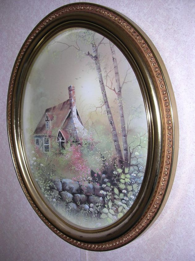 HOME INTERIOR RUSTIC HOUSE OVAL FRAMED PICTURE GREAT HOMCO  