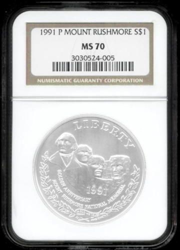 NGC MS70 1991 P MOUNT RUSHMORE DOLLAR MS 70  