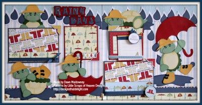 MOMZ DDD Rainy Days Turtle Splash premade scrapbook pages with paper 