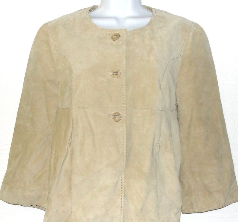 NEW Dialogue Washable Suede Cropped Jacket SAND/MEDIUM  