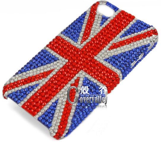 bling Swarovski UK England hard case cover iPhone 4 R1  