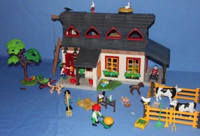 Playmobil Large Furnished Farm House   animals figures & lots more 