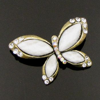 ADDL Item  1pc antiqued rhinestone crystal butterfly 