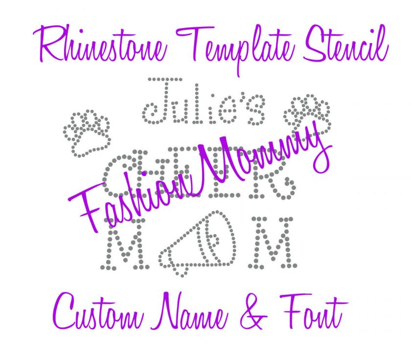 Custom Name Cheer Mom Rhinestone Template Stencil Pattern Hot Fix 