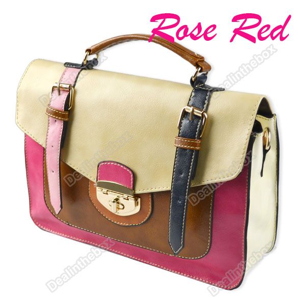 Womens Fashion Leather Antique Color Matching Handbag  