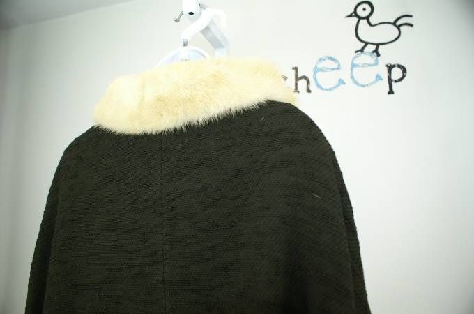   50s Woven In Belgium Len Artel Brown Coat Fur Trim Swing Style  