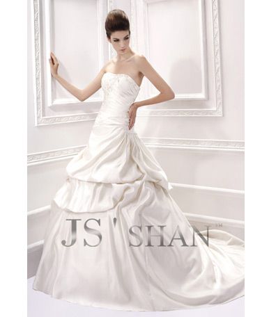 SALEJsshan Ivory Beading Layered Strapless Bridal Gown Wedding Dress 