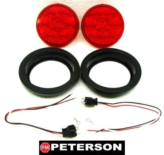 TWO   4 ROUND LED TAILLIGHTS TAIL LIGHTS TRUCK SEMI^ET  