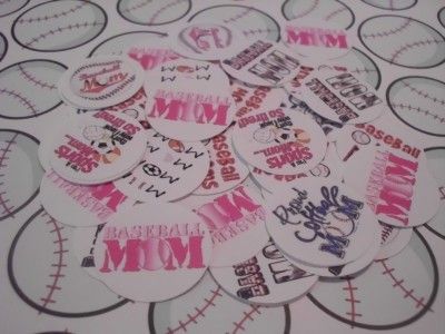 50 pc precut 1 Baseball/softball mom bottlecap images  