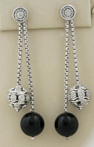 DAVID YURMAN Diamond / Black Onyx Drop Earrings $1500  