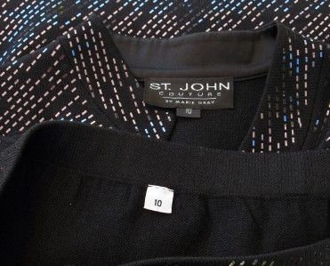 ST JOHN KNITS COUTURE BLACK EVENING SUIT SIZE 10 NWOT  