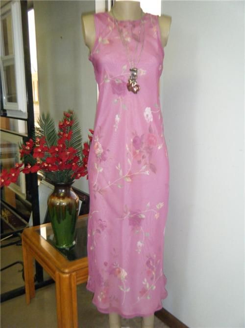 MY MICHELLE DRESS Pink Floral sleeveless long summer dress Sz. 3/4 