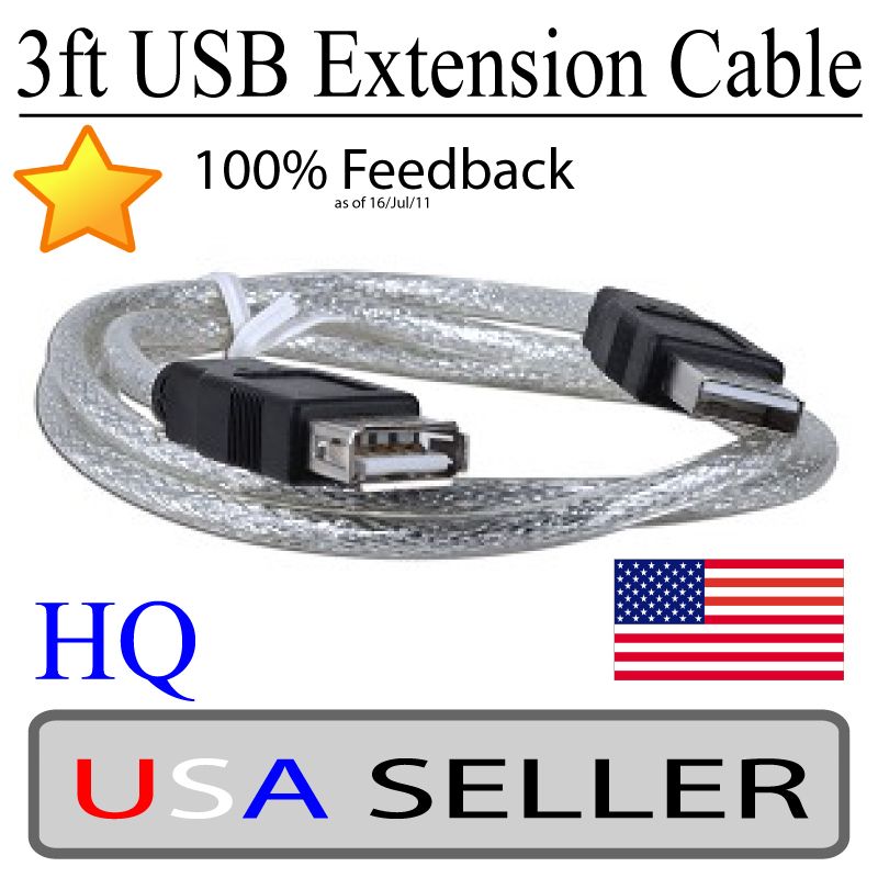 3ft USB 2.0 Extension Cable Line A Male/Female NEW Cell Charger 