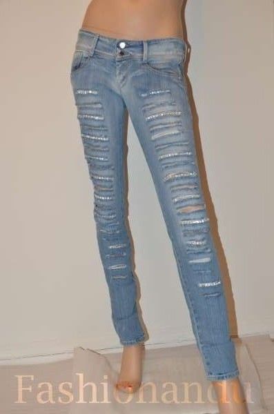 MET in Jeans Angel D526 5 pockets Pants Stretch Denim with rhinestones 