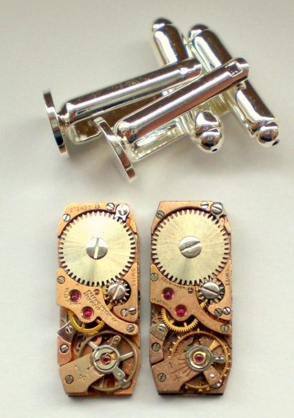 Steampunk VTG Watch Movement Cufflink KIT Wedding Day Groom Gift DIY 