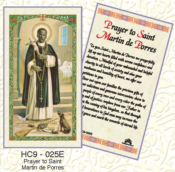 prayer to saint martin de porres laminated holy card