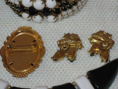 Vintage RHINESTONE Costume JEWELRY Lot~Clamper Bracelet Earrings CAMEO 