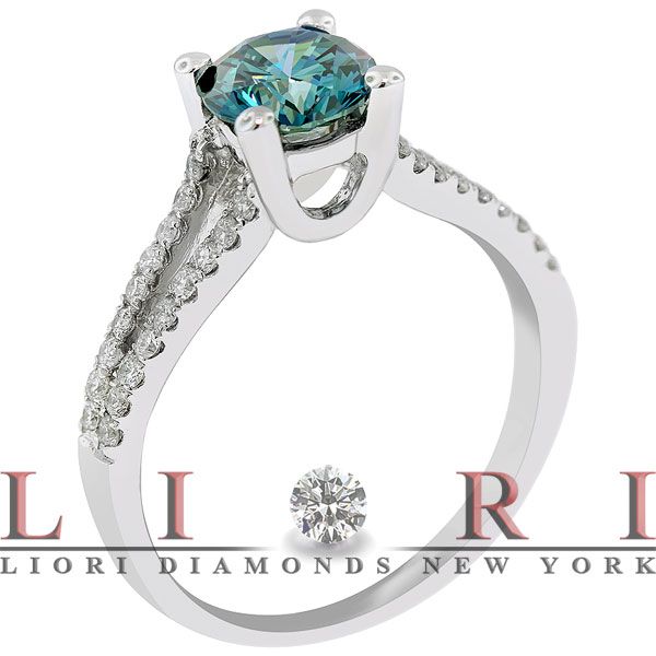 71 CARAT FANCY BLUE NATURAL DIAMOND ENGAGEMENT RING 14K WHITE GOLD 