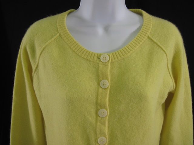 DIANA LEE Yellow Cashmere Button Front Cardigan Sz L  