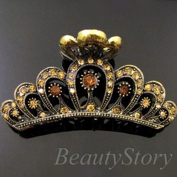   Item  1p rhinestone crystal Antiqued crown hair claw clip