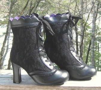 TUK NEW STEAMPUNK Mid Calf LACE Victorian GRANNY BOOTS  