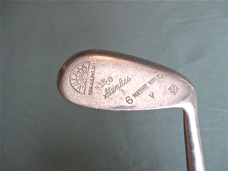 ANTIQUE WOOD SHAFT VULCAN MASHIE NIBLICK 6 IRON GOLF  