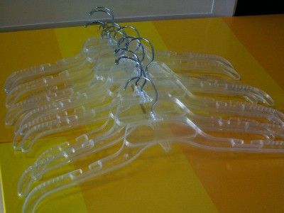 50~17 PLASTIC Clear Finish HANGERS~CHROME SWIVEL HOOK  