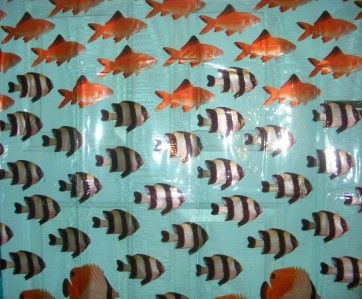   FISH BOWL Vinyl SHOWER Curtain Clear Aqua Blue Tropical Fish Aquarium