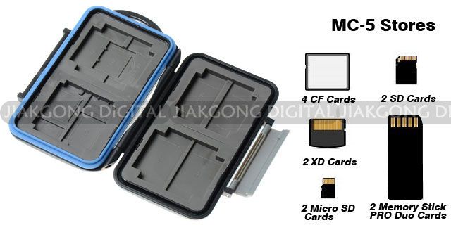 Waterproof Extremely tough Memory Card Case MC 5 fo 4CF 2SD 2MicroSD 