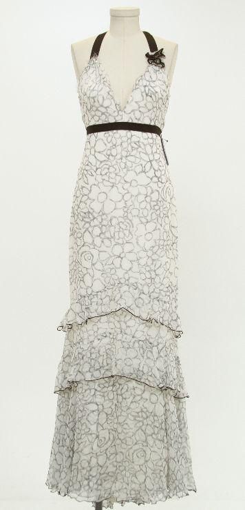 Vera Wang White & Brown Silk Dress Size 8 NEW $1,250  