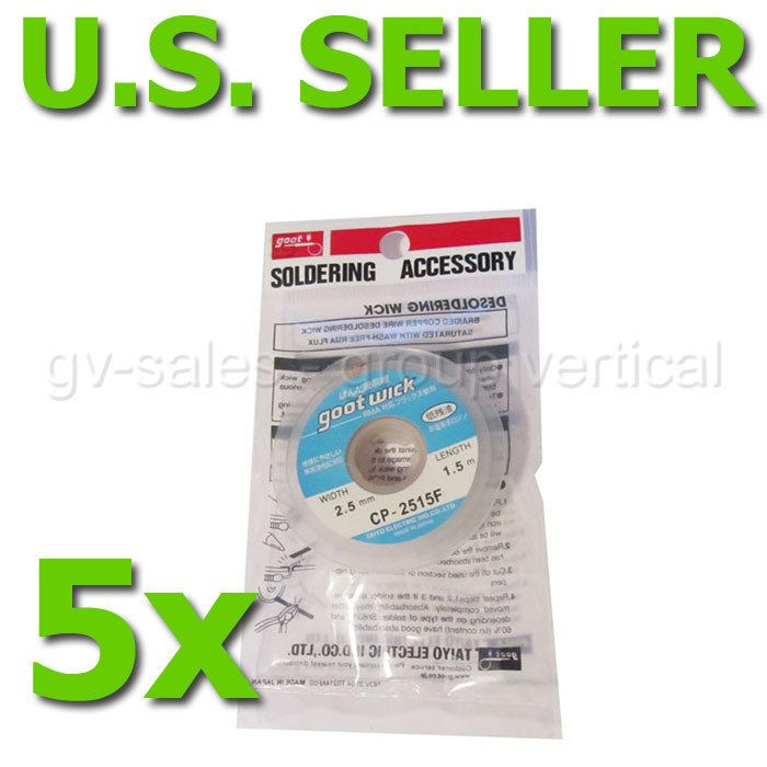 Pack Lot of 5 ft Spool Goot Wick Solder Remover Desoldering Braid 25 