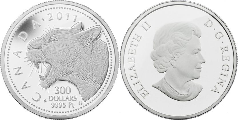 Canada 2011 $300 Cougar 1oz Platinum Proof Coin  