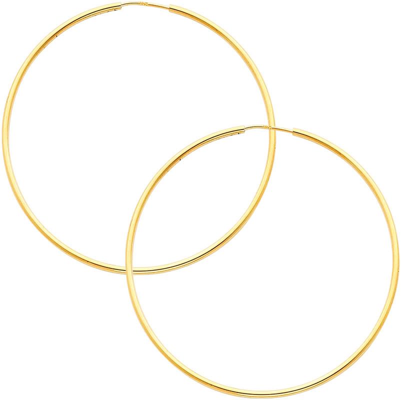   Gold 1.5mm Thickness High Polished Large Endless Hoop Earrings  