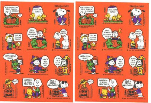 Sheets Snoopy Peanuts VINTAGE 80s HALLOWEEN Stickers  