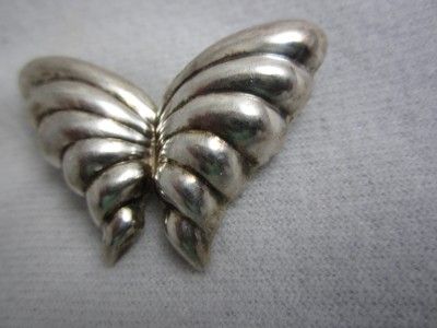   & CO VINTAGE STERLING SILVER PUFFY BUTTERFLY PIN / BROOCH  