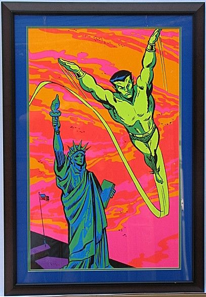 NAMOR SUB MARINER STATUE of LIBERTY THIRD EYE FRAMED Poster 1971 Black 