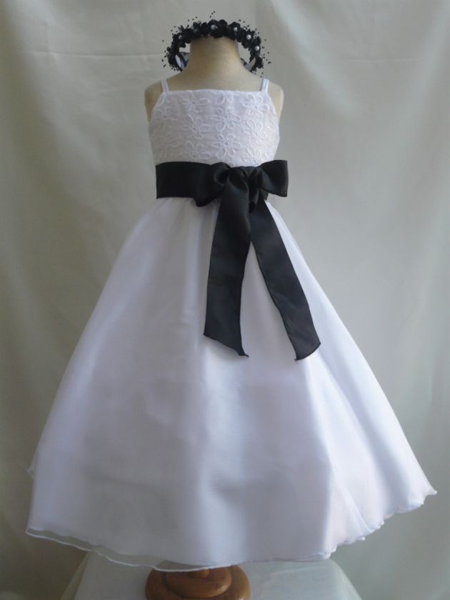 NEW WHITE BLACK CHRISTMAS PAGEANT FLOWER GIRL DRESSES  