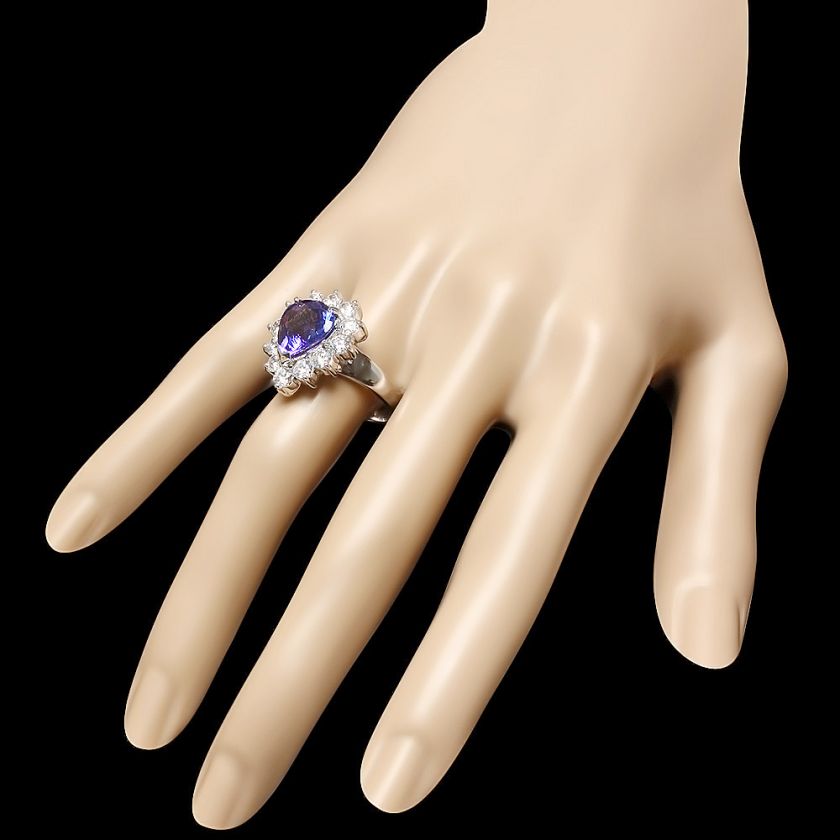 16800 CERTIFIED 14K WHITE GOLD 4.00CT TANZANITE 2.00CT DIAMOND RING 