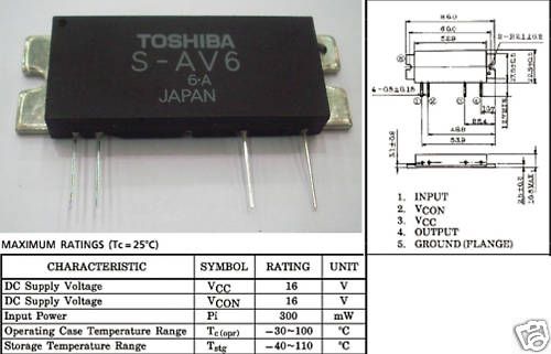 1PC S AV6 TOSHIBA RF POWER AMPLIFIER MODULE  