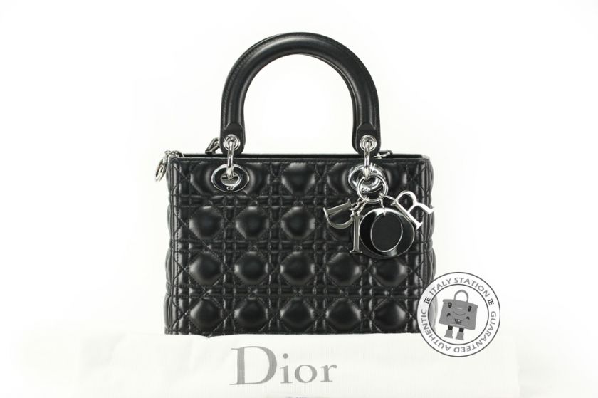 MPRS NEW DIOR CAL44551 LADY DIOR BLACK LAMBSKIN TOTE BAG SHW  