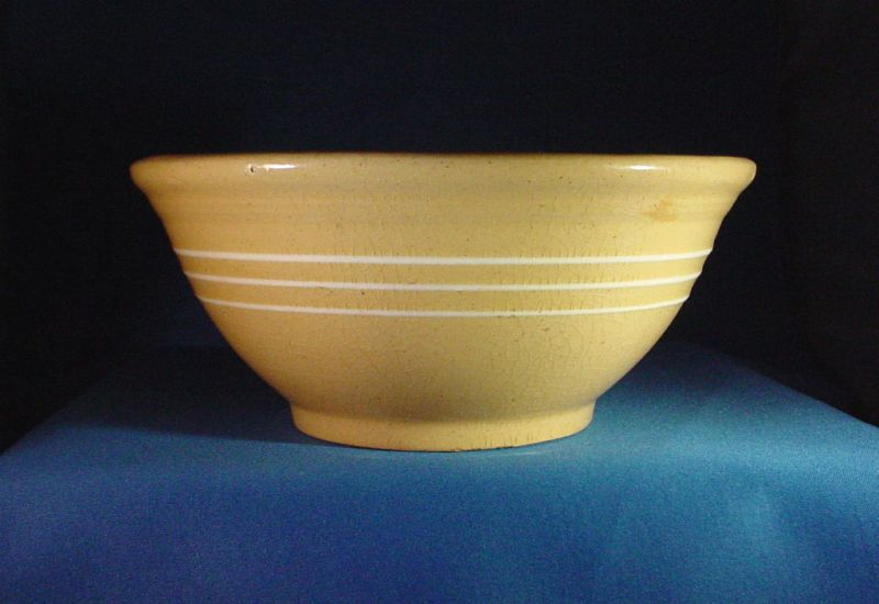 Yellow Ware Bowl, 3 White Slip Bands, Brush McCoy  