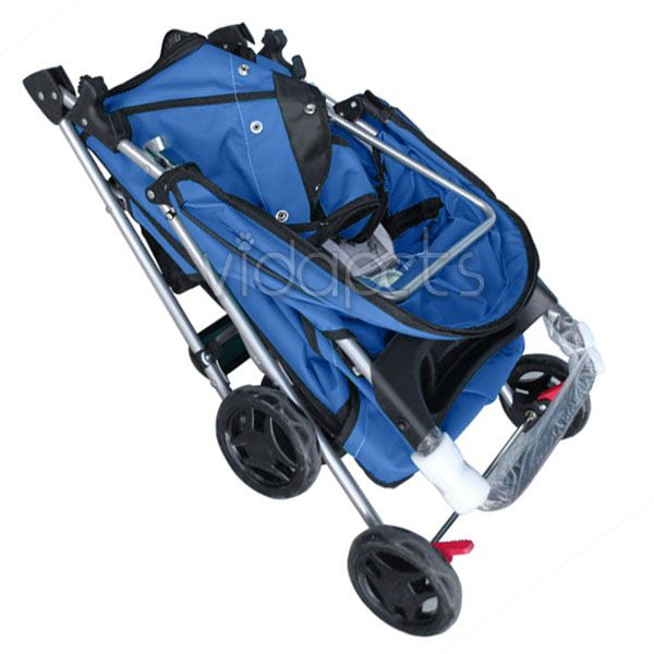 Navy Blue 4 Wheels Pet Dog Cat Stroller HEAVY DUTY  